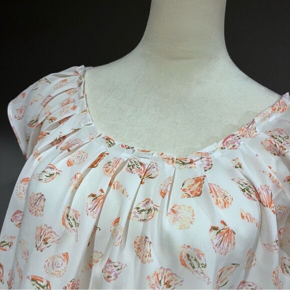 Shells print cap sleeve light cap sleeve blouse - Picture 2 of 14